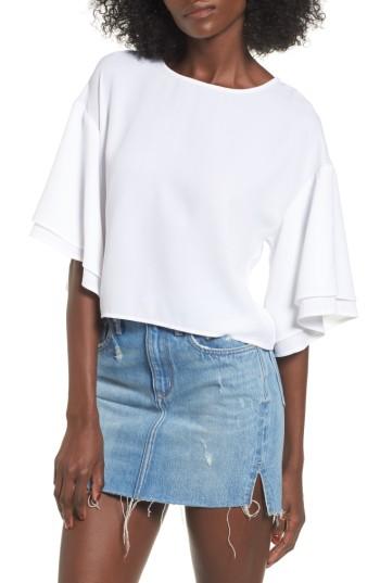 Women's Leith Double Ruffle Sleeve Top - White