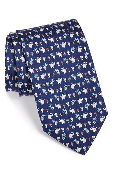 Men's Salvatore Ferragamo Elephant Print Silk Tie