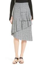 Women's Tibi Gingham Asymmetrical Ruffle Skirt