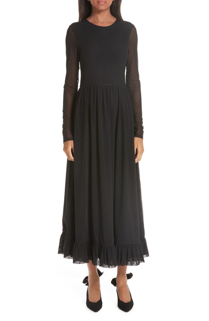 Women's Ganni Dot Mesh Dress Us / 34 Eu - Black
