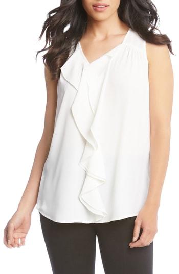 Women's Karen Kane Waterfall Ruffle Top - Ivory