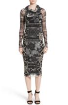 Women's Fuzzi Mixed Print Tulle Body-ccon Dress - Black