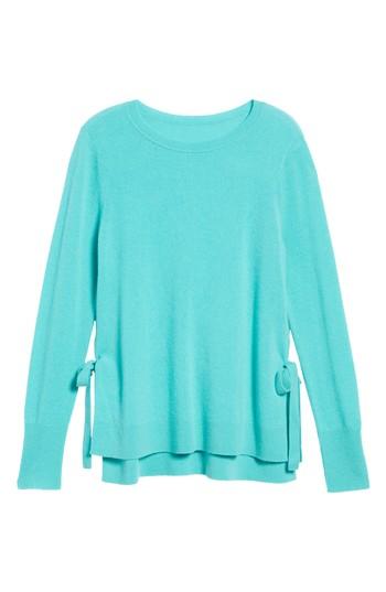 Petite Women's Halogen Side Tie Cashmere Sweater P - Blue/green