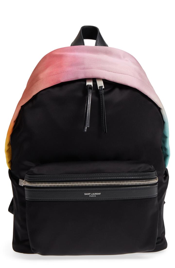 Saint Laurent City Ombre Print Satin Backpack -