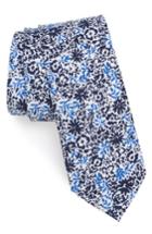 Men's 1901 Grace Floral Print Cotton Skinny Tie, Size - Blue