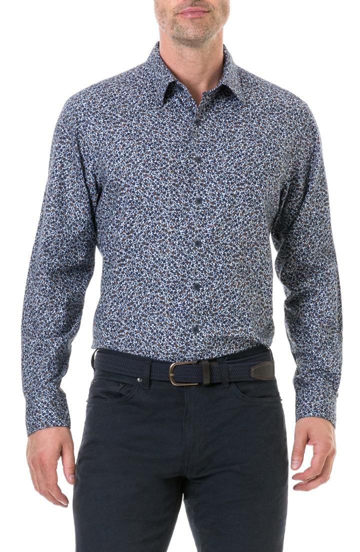 Men's Rodd & Gunn Freys Crescent Regular Fit Flannel Sport Shirt, Size - Blue