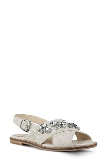 Women's Nine West Ostina Crystal Embellished Slingback Flat M - White