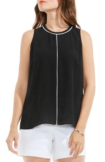 Women's Vince Camuto Contrast Trim Blouse - Black