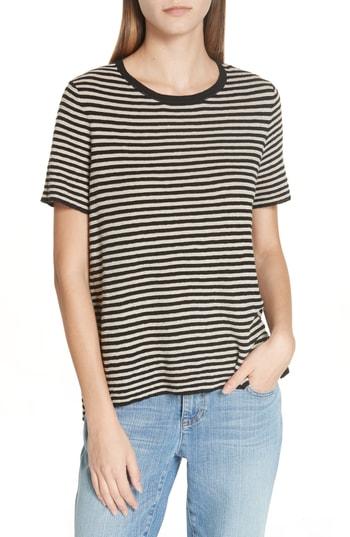 Women's Eileen Fisher Organic Linen Blend Stripe Top, Size - Black