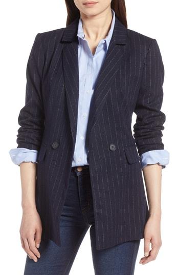 Women's Halogen Double Breasted Blazer, Size - Blue