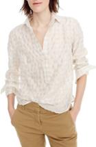 Women's J.crew Metallic Cotton Voile Popover Shirt - Metallic