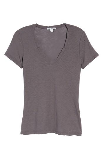 Women's James Perse Slub Cotton V-neck Tee - Grey