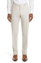 Men's Canali Flat Front Solid Stretch Wool Trousers R Eu - Beige