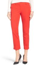 Women's Halogen Crop Stretch Cotton Pants - Red