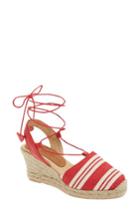 Women's Patricia Green Tessa Ankle Wrap Espadrille Wedge M - Red
