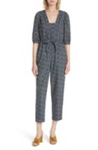 Women's La Vie Rebecca Taylor Floral Back Keyhole Jumpsuit - Blue