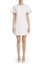 Women's Lela Rose Flutter Sleeve Wool Blend Shift Dress - White