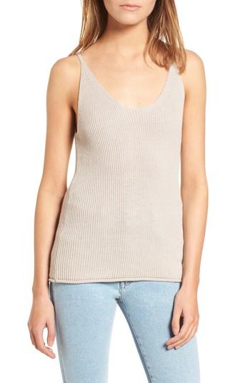 Women's Cotton Emporium Double Scoop Sweater Tank Top - Beige