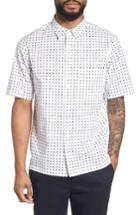 Men's Theory Bruner Trim Fit Dot Short Sleeve Sport Shirt - White