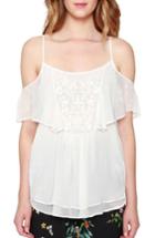Women's Willow & Clay Embroidered Cold Shoulder Tank - Ivory