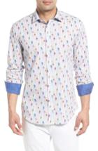 Men's Bugatchi Shaped Fit Caged Bird Sport Shirt - Red