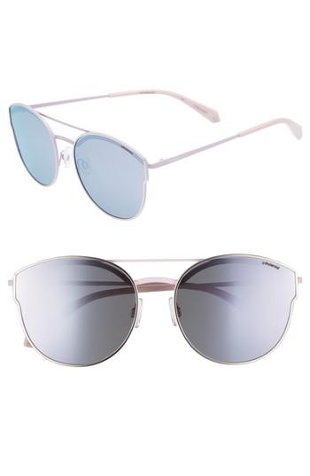 Women's Polaroid 60mm Polarized Round Aviator Sunglasses - Light Gold