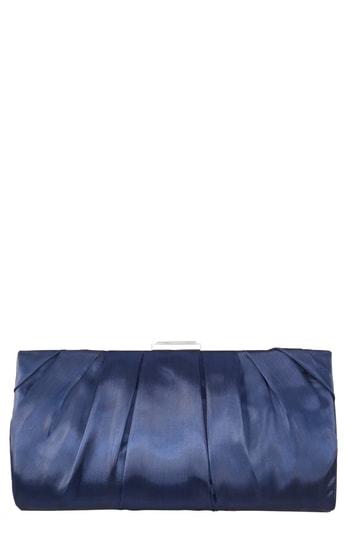 Nina Crystal Clasp Pleated Clutch - Blue