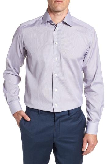 Men's Eton Contemporary Fit Houndstooth Dress Shirt - Brown