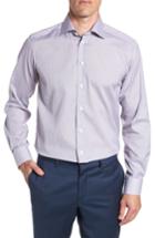 Men's Eton Contemporary Fit Houndstooth Dress Shirt - Brown