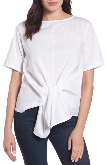 Women's Halogen Tie Front Woven Tee - White