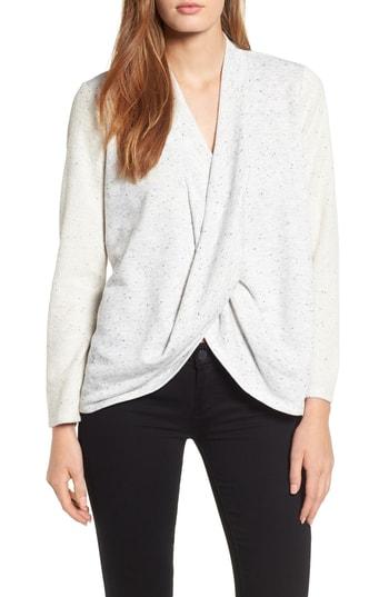 Women's Chaus Speckled Drape Front Terry Top - Grey