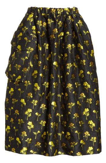 Women's Simone Rocha Smocked Waist Floral Jacquard Skirt Us / 6 Uk - Black