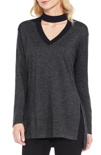 Women's Vince Camuto Choker V-neck Sweater - Grey