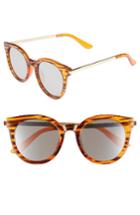 Women's A.j. Morgan Hi There 50mm Mirrored Round Sunglasses - Tortoise/ Mirror