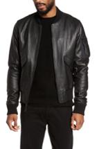 Men's Vince Lambskin Bomber Jacket - Black