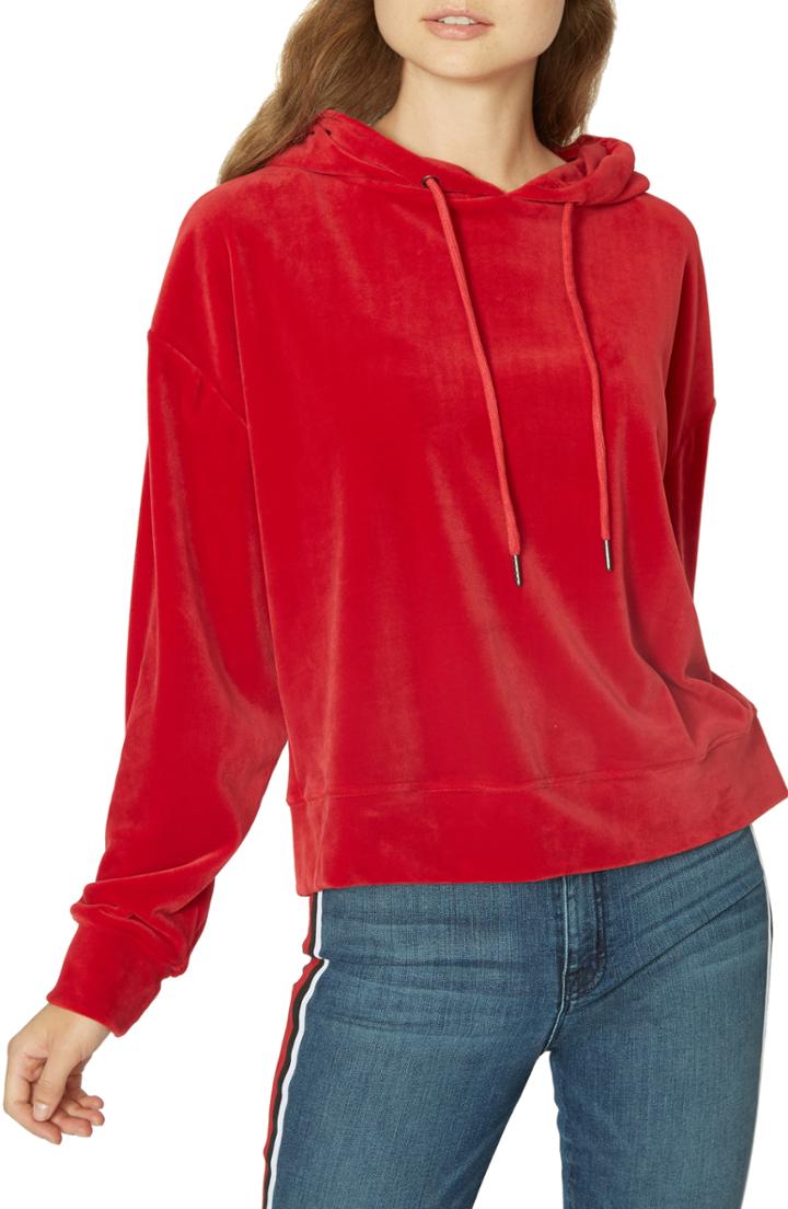 Women's Sanctuary Melrose Brigade Velour Hoodie Sweater, Size - Burgundy
