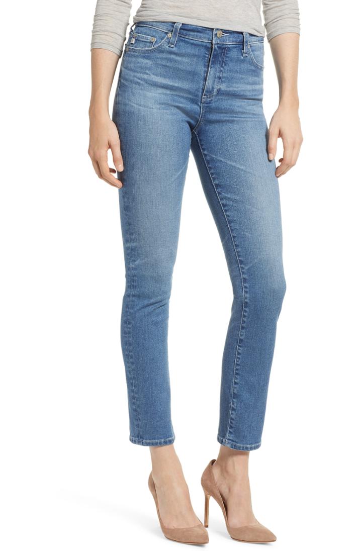 Women's Ag Mari High Waist Slim Straight Leg Jeans - Blue