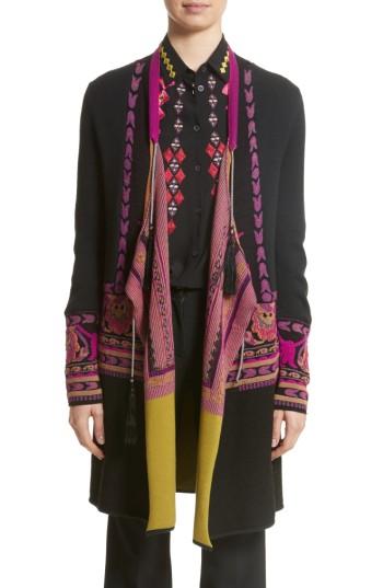 Women's Etro Tassel Wool Blend Cardigan Us / 42 It - Black