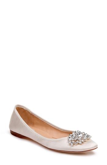 Women's Badgley Mischka Pippa Crystal Foldable Flat M - White
