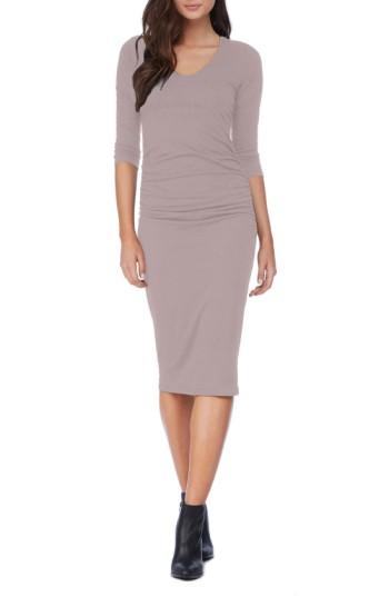 Women's Michael Stars Ruched Midi Dress - Beige