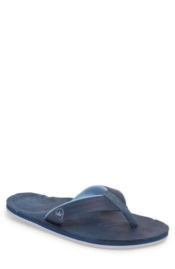 Men's Hari Mari X Peter Millar Leather Flip Flop M - Blue