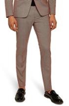 Men's Topman Houndstooth Skinny Fit Trousers X 32 - Beige