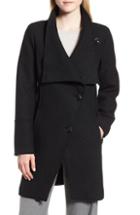 Petite Women's Halogen Boiled Wool-blend Asymmetrical Coat P - Black