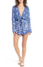Women's Raga Nina Tie Front Romper - Blue