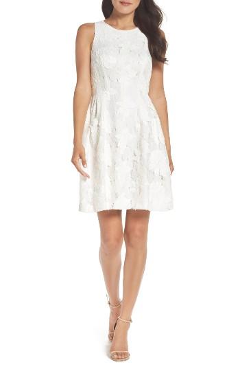 Petite Women's Tahari Fit & Flare Dress P - White