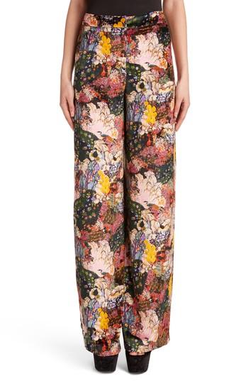 Women's Erdem Birte Flroal Print Velvet High Waist Pants Us / 12 Uk - Pink