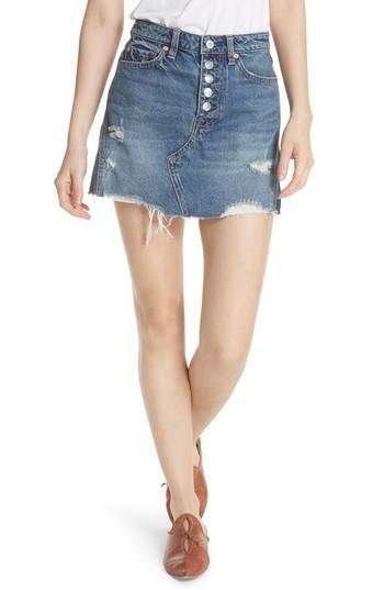 Women's Free People Denim A-line Skirt - Blue
