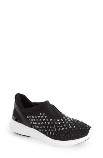 Women's Michael Michael Kors 'ace' Crystal Encrusted Trainer M - Black