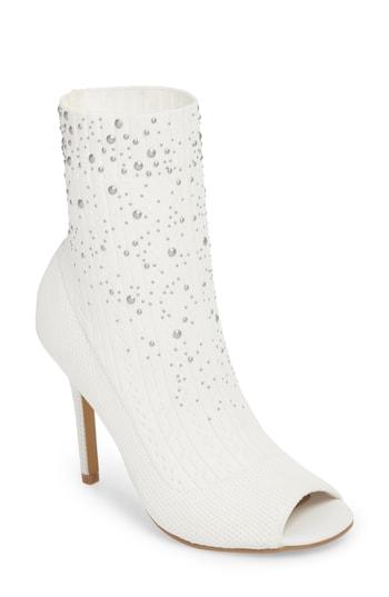 Women's Charles By Charles David Peep Toe Sock Bootie M - White