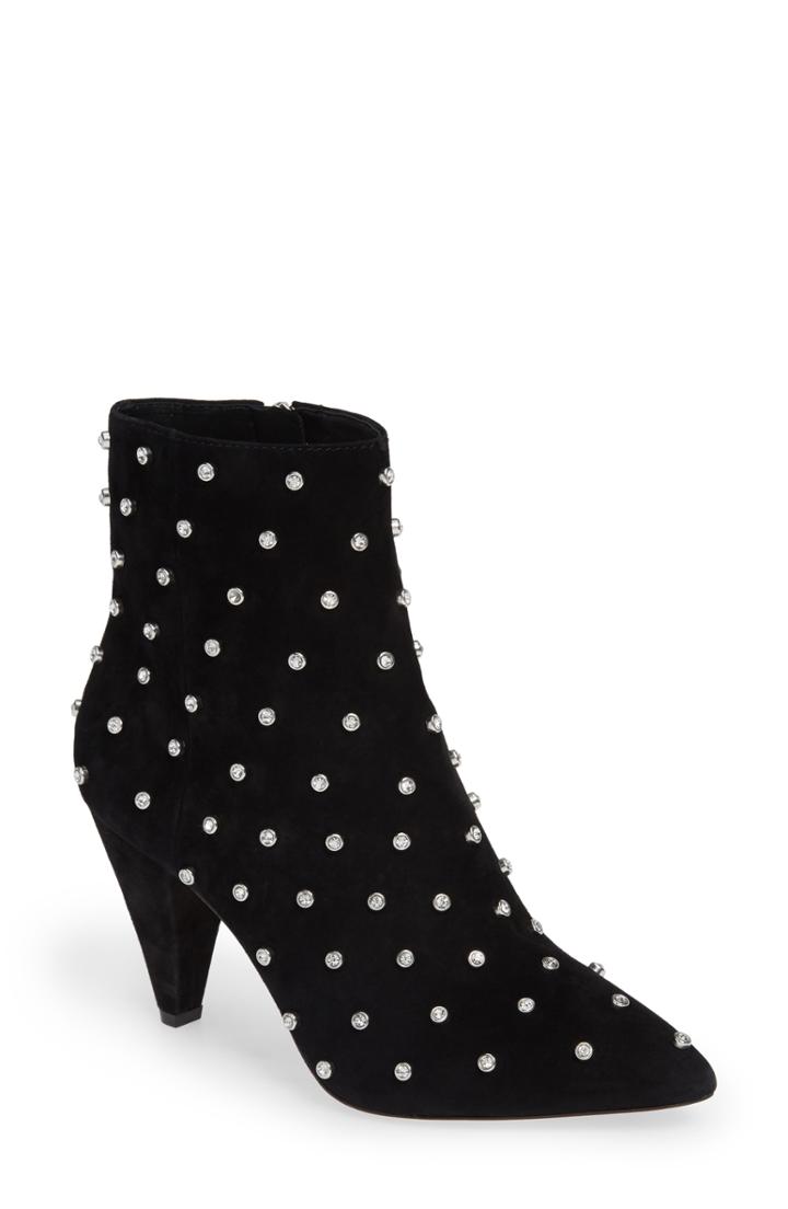 Women's Alice + Olivia Raken Crystal Studded Bootie .5 M - Black
